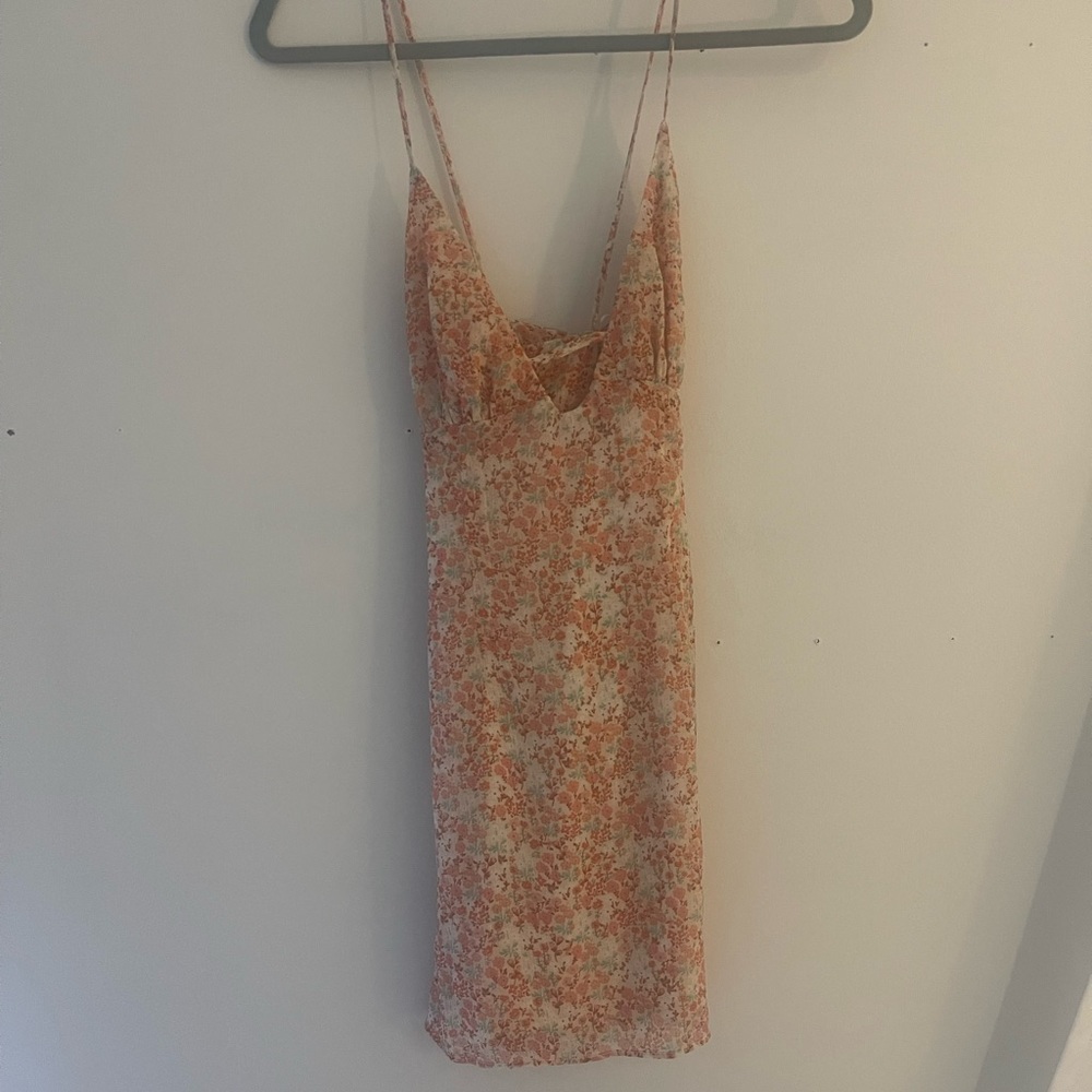 Floral Orange and White Dress